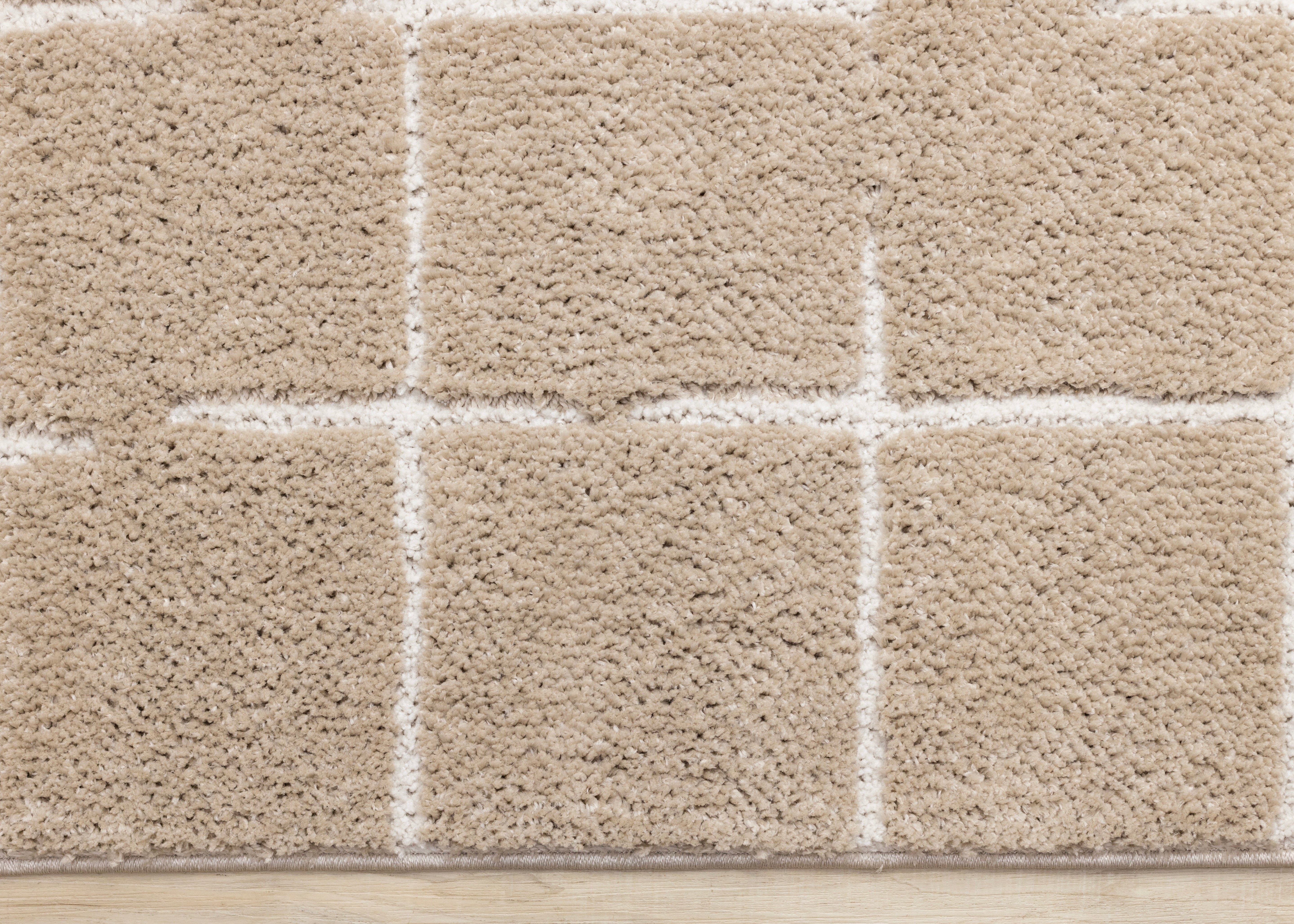 Sable Grid 6'7" x 9'6" Broken Grid Pattern Area Rug - Light Brown, Cream