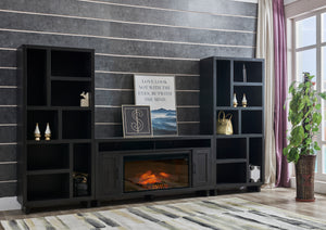 Tessan Unité de divertissement 3 mcx avec foyer – gris foncé, brun