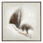 The Great Indoors Contemporary Landscape - Serene Winter with bare trees on a snowy hillside in a dark brown frame