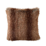 The Great Indoors 18 x 18" Faux Fur Cushion in brown with a plush, long-pile faux fur front