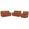 Toscana Ens. Sofa, causeuse et fauteuil en cuir - cognac