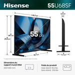 Hisense Téléviseur intelligent 55 po QLED MiniDEL FireTV 144Hz IA 4K – 55U68SF--