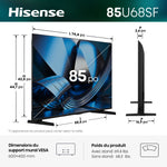 Hisense Téléviseur intelligent 85 po QLED MiniDEL FireTV 144Hz IA 4K – 85U68SF--