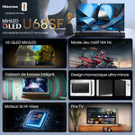 Hisense Téléviseur intelligent 55 po QLED MiniDEL FireTV 144Hz IA 4K – 55U68SF--