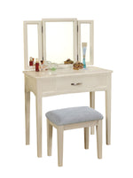 Nyla Vanity with Stool - White