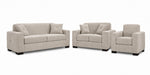 Valetta Sofa, Loveseat and Chair Set - Ivory with wide track arms, dark block feet and matching accent pillows
