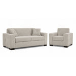 Valetta Sofa and Chair Set - Ivory with wide track arms, dark block feet and matching accent pillows