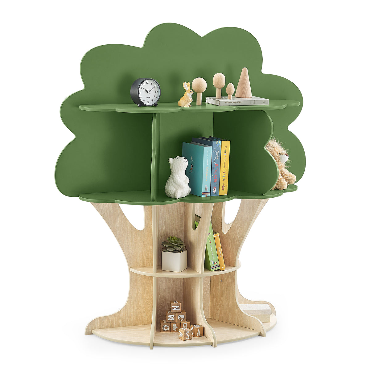 Navaris Étagère Bibliothèque Arbre En Bambou – 6 Niveaux, Design Déco, 108 × 59 × 20 Cm, Rangement Livres Enfant & Adulte