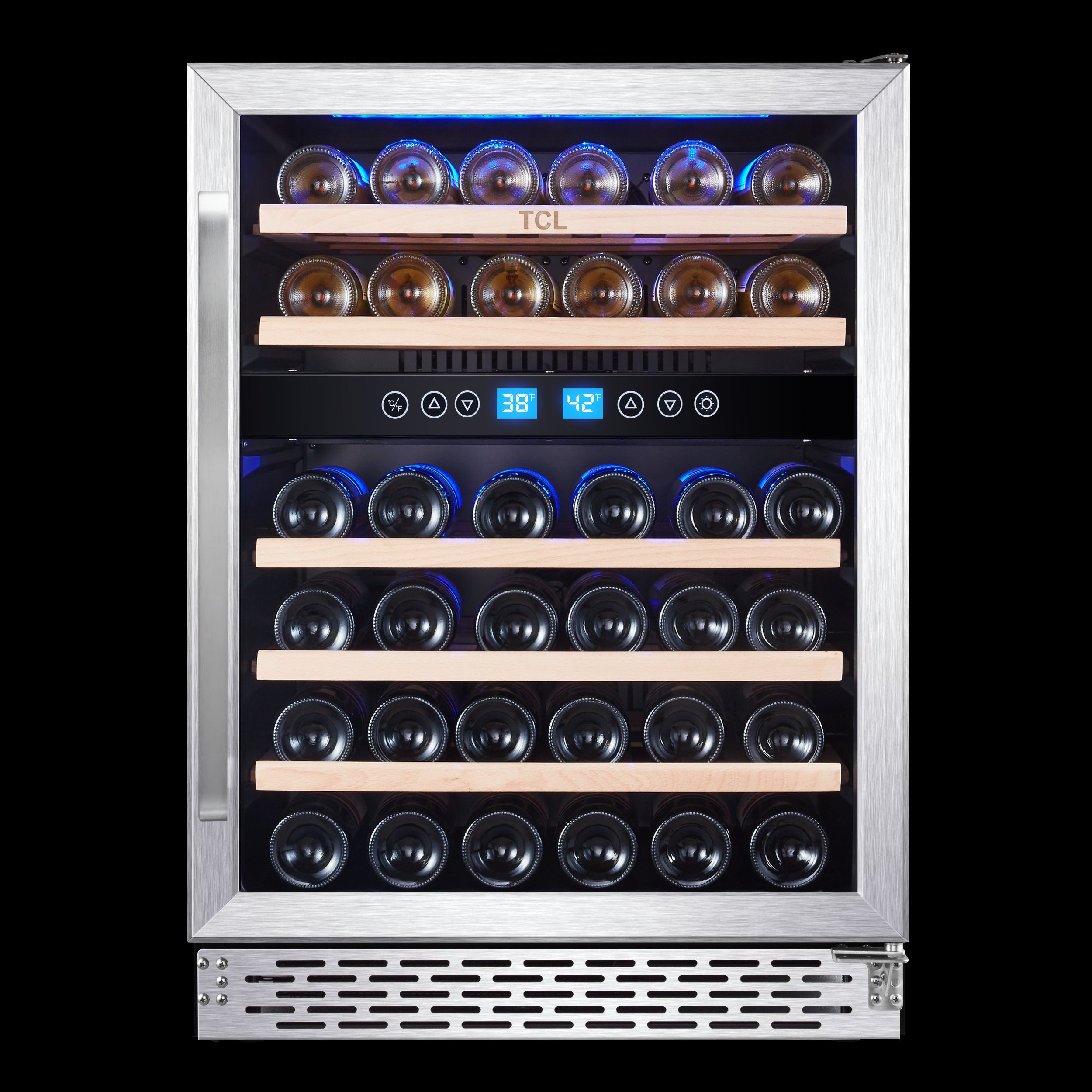 TCL Stainless Steel 46-Bottle Dual Zone Wine Cooler - W522F