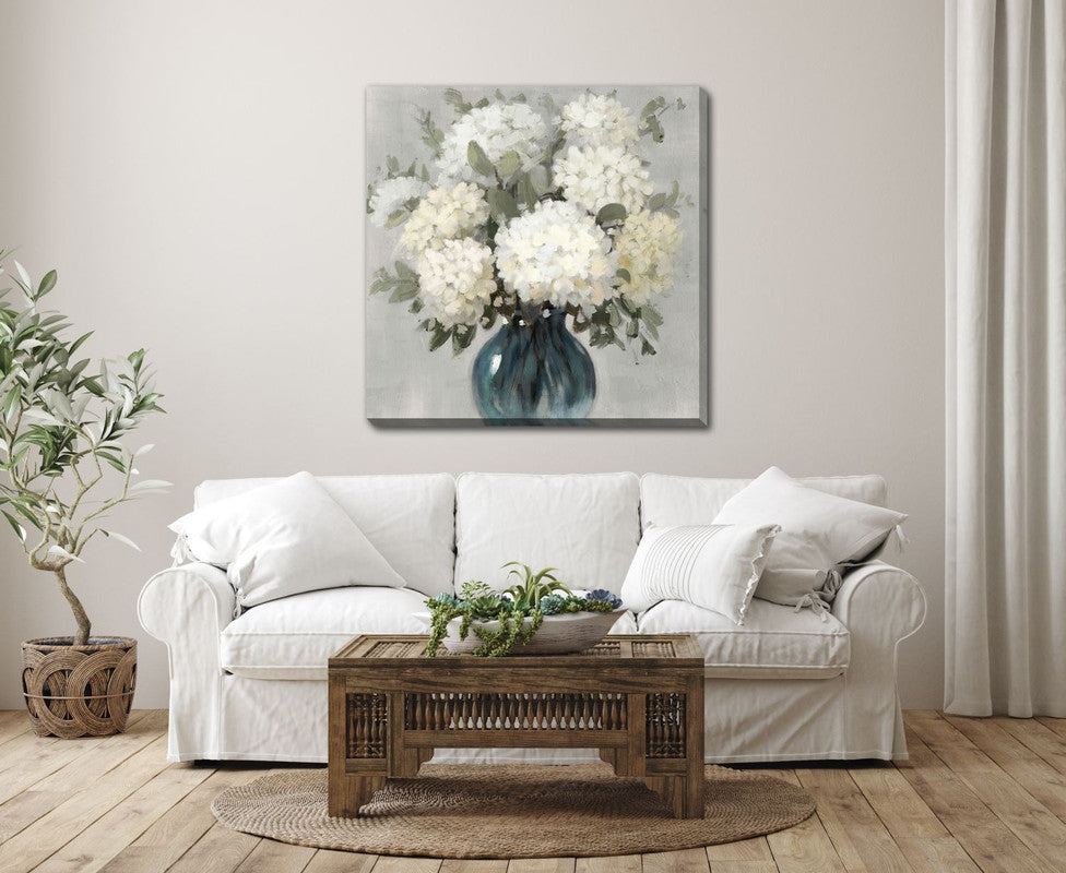 Flower Puffs Wall Art - White/Green - 36 X 36