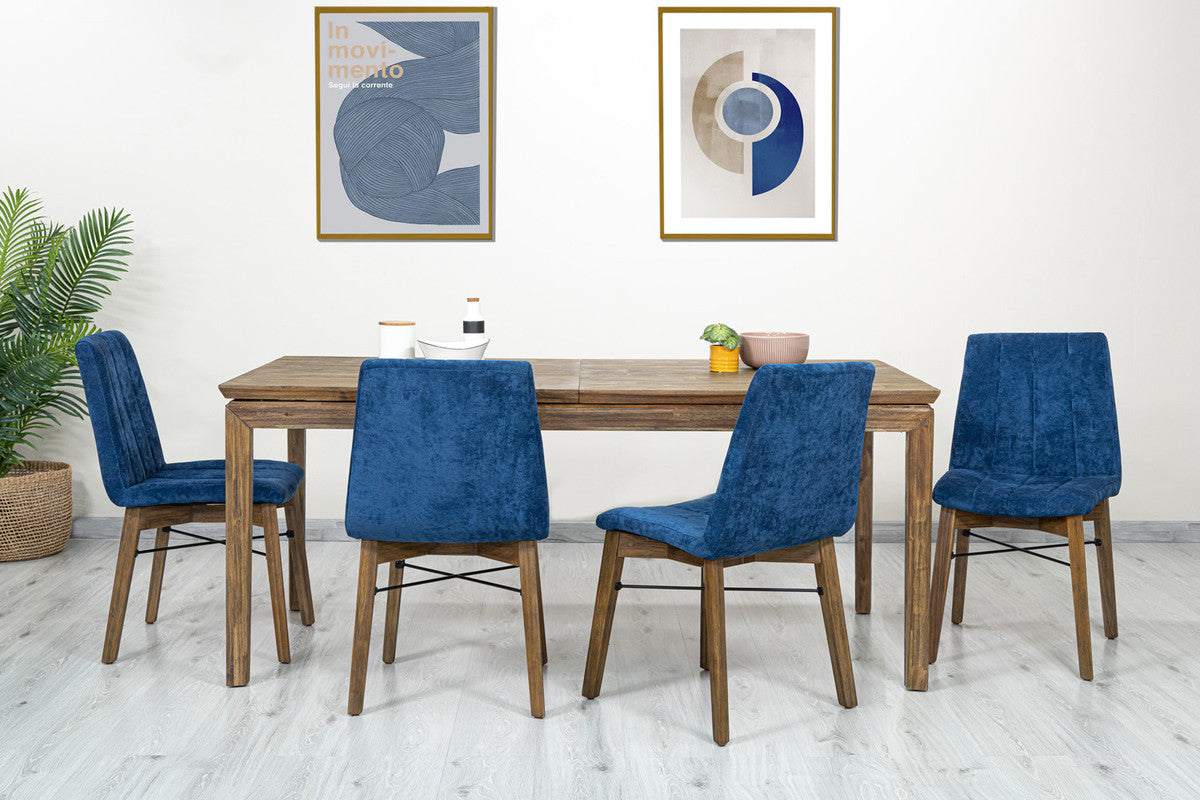 Borgergade Dining Chair Set - Blue/Chestnut - Set of 2