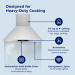 Hauslane Chef Series Stainless Steel 30" 860 CFM Wall Mount Range Hood - WM-538SS-30
