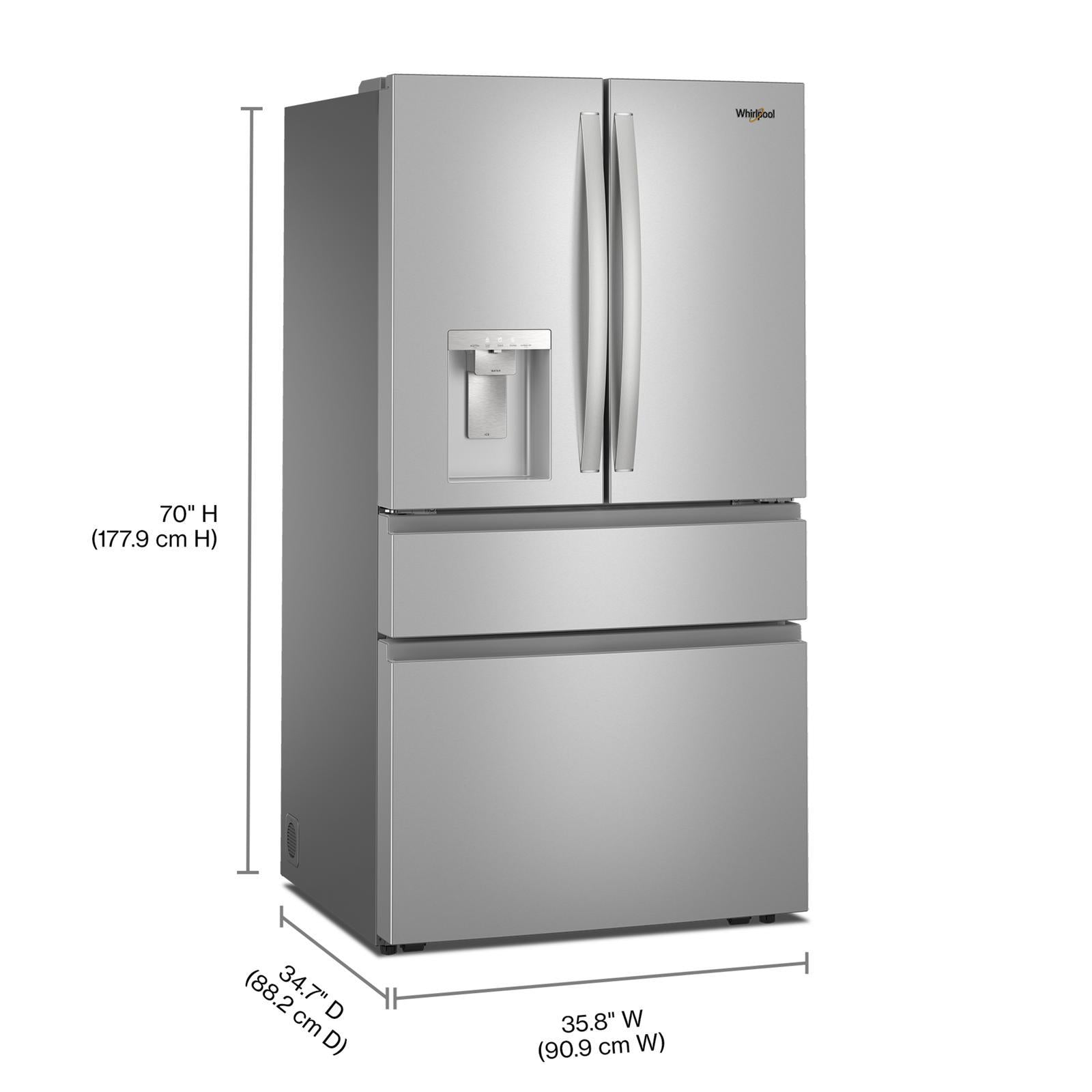 Whirlpool 36" 29 Cu. Ft. Fingerprint-Resistant Stainless Steel French Door Refrigerator - WRMF3636SZ
