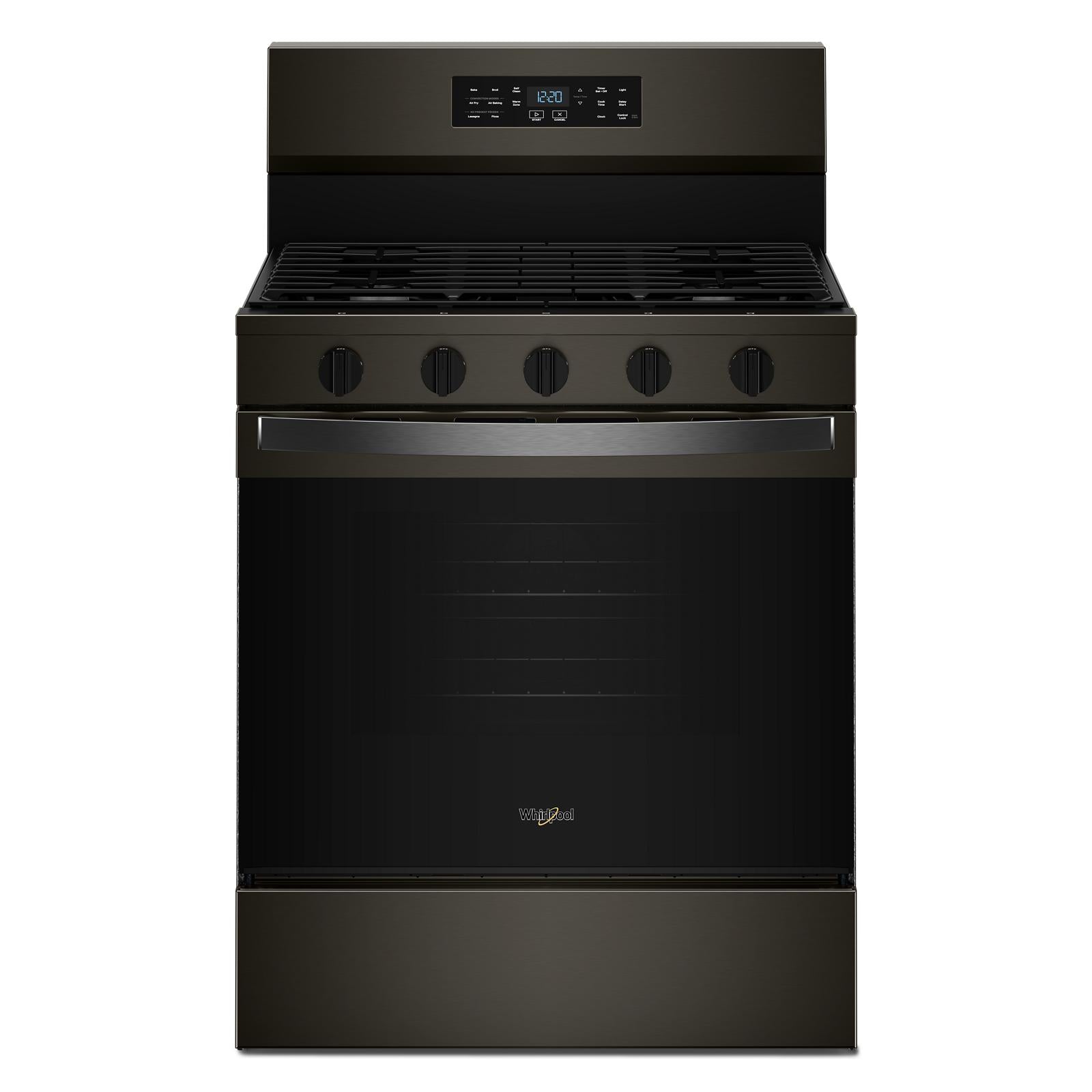 Whirlpool Black-on-Stainless Freestanding Gas Single Oven Convection Range (5.0 Cu. Ft.) - WFGS5730SV