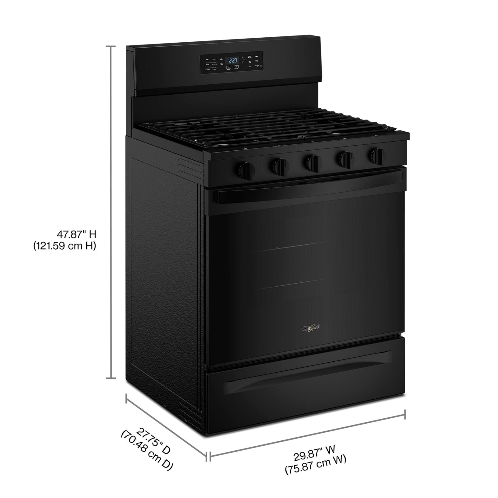 Whirlpool Black Freestanding Gas Single Oven Convection Range (5.0 Cu. Ft.) - WFGS5730SB