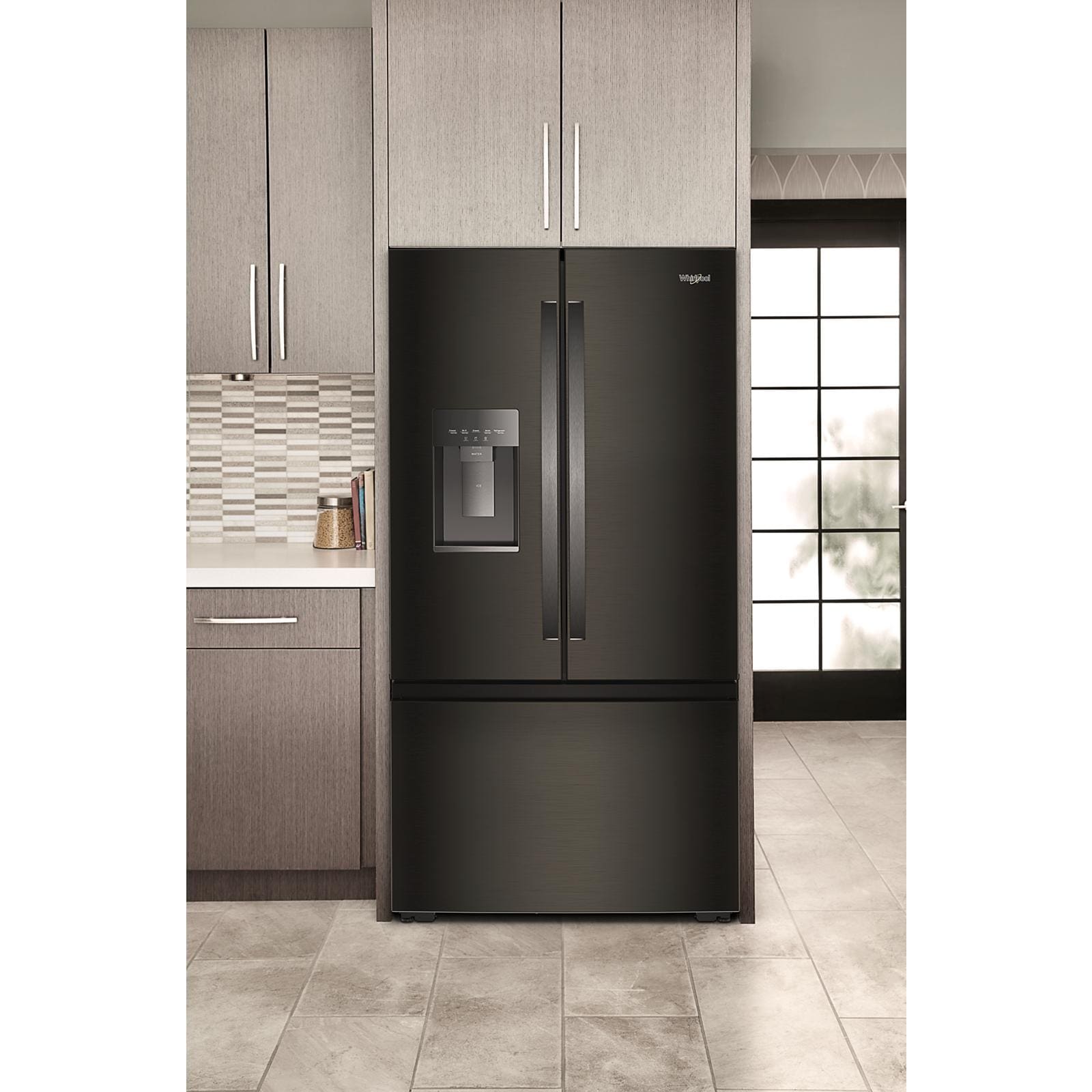 Whirlpool 36" 23.4 Cu. Ft. Black Stainless Steel Counter-Depth 3-Door French Door Refrigerator – WRFC7036RV