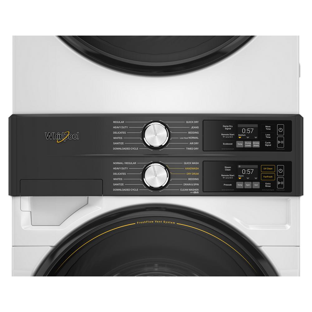 Whirlpool White Front Load Laundry Tower with FreshFlowTM Vent System and UV Clean Technology (5.2 cu. ft. Washer & 7.4 cu. ft. Gas Dryer) - WGF5727TW