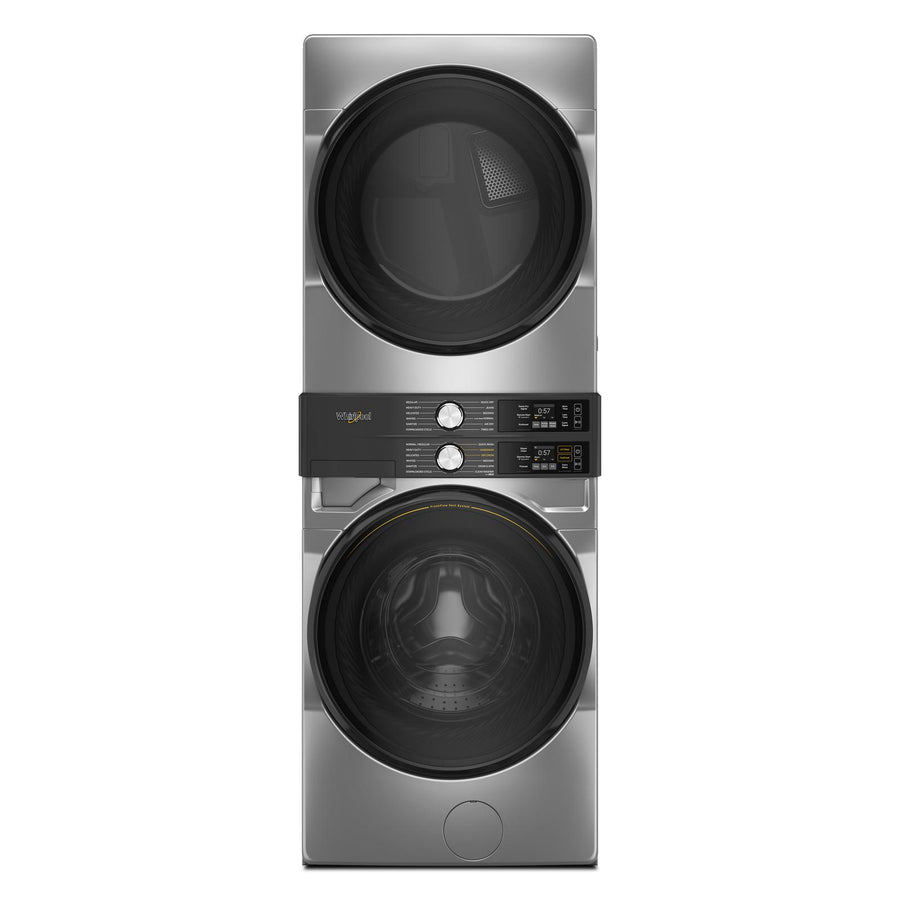 Whirlpool Radiant Silver Front Load Laundry Tower with FreshFlowTM Vent System and UV Clean Technology (5.2 cu. ft. Washer & 7.4 cu. ft. Gas Dryer) - WGF5727TR