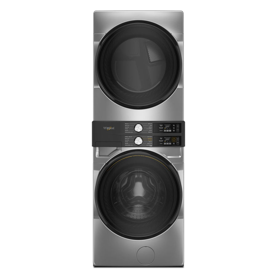 Whirlpool Radiant Silver Front Load Laundry Tower with FreshFlowTM Vent System and UV Clean Technology (5.2 cu. ft. Washer & 7.4 cu. ft. Electric Dryer) - YWEF5727TR