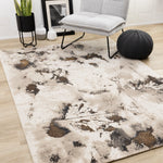 Autumn Drift 6'7" x 9'6" Distressed Foliage Area Rug - Light Brown, Beige