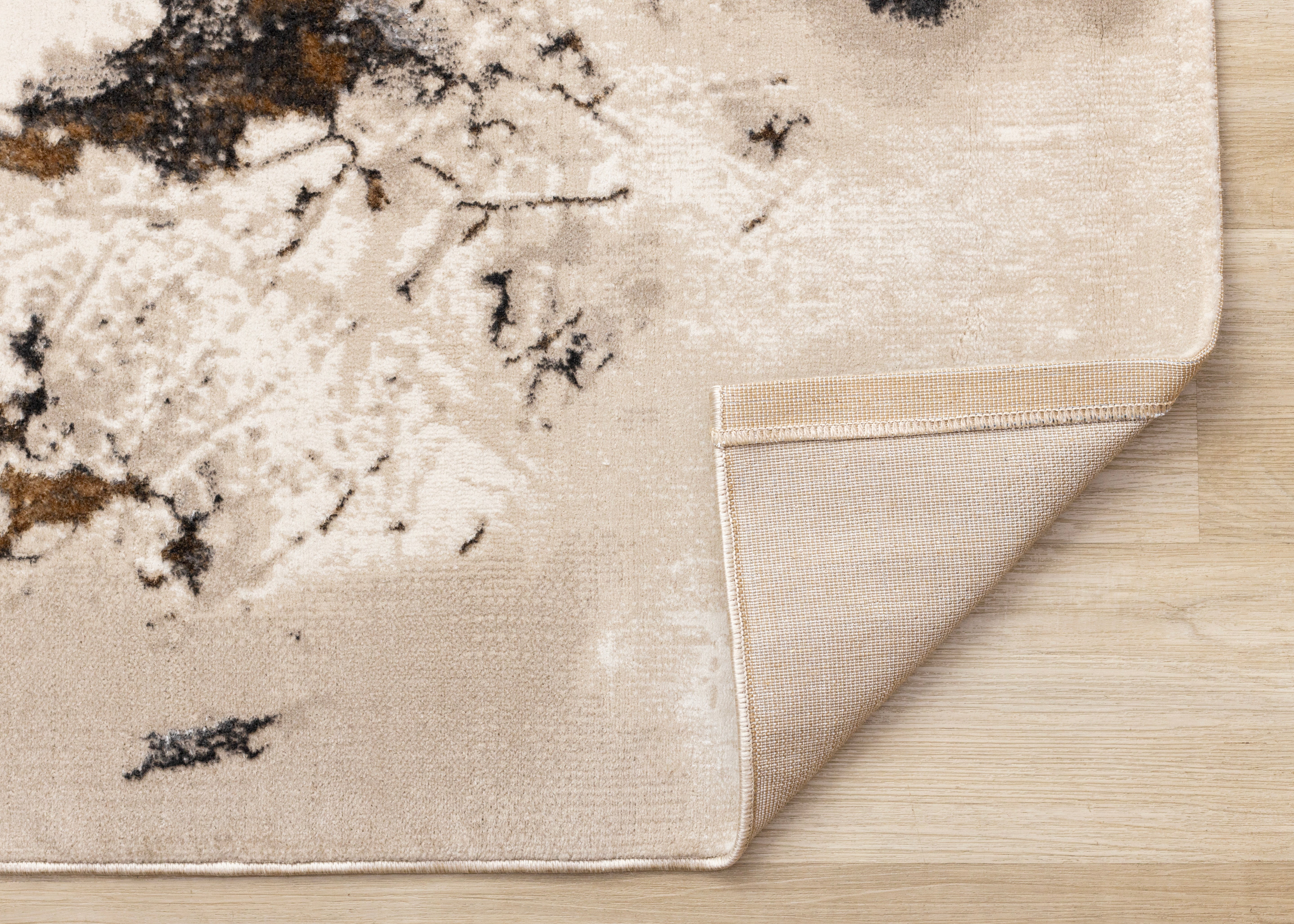 Autumn Drift 5'3" x 7'7" Distressed Foliage Area Rug - Light Brown, Beige