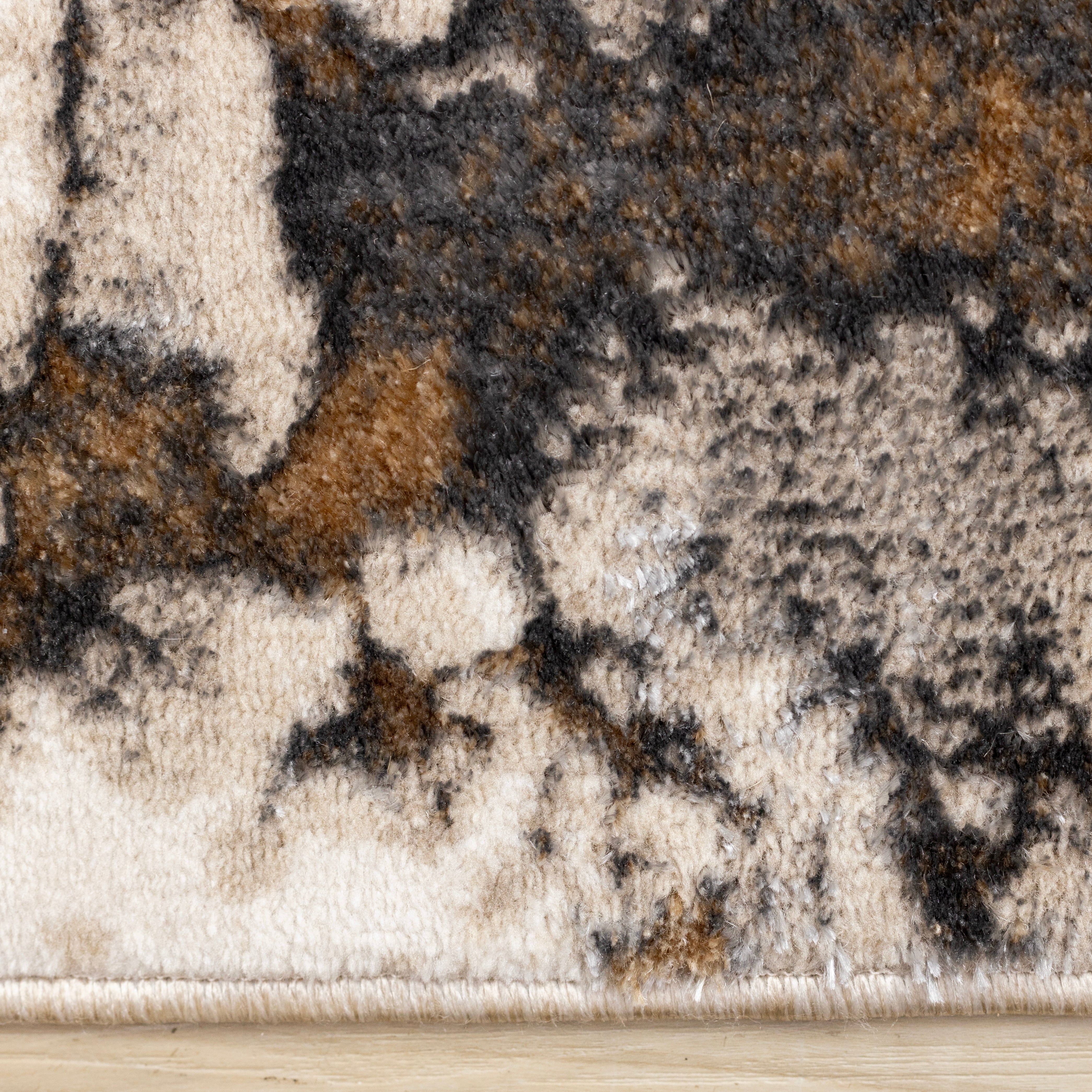Autumn Drift 5'3" x 7'7" Distressed Foliage Area Rug - Light Brown, Beige