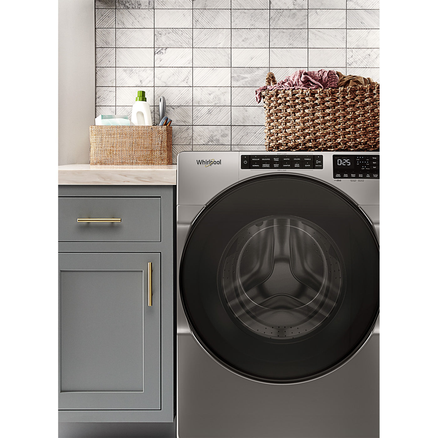 Whirlpool Chrome Shadow Front-Load Washer (5.8 cu. ft.) & Electric Dryer (7.4 cu. ft.) - WFW6605MC/YWED5605MC