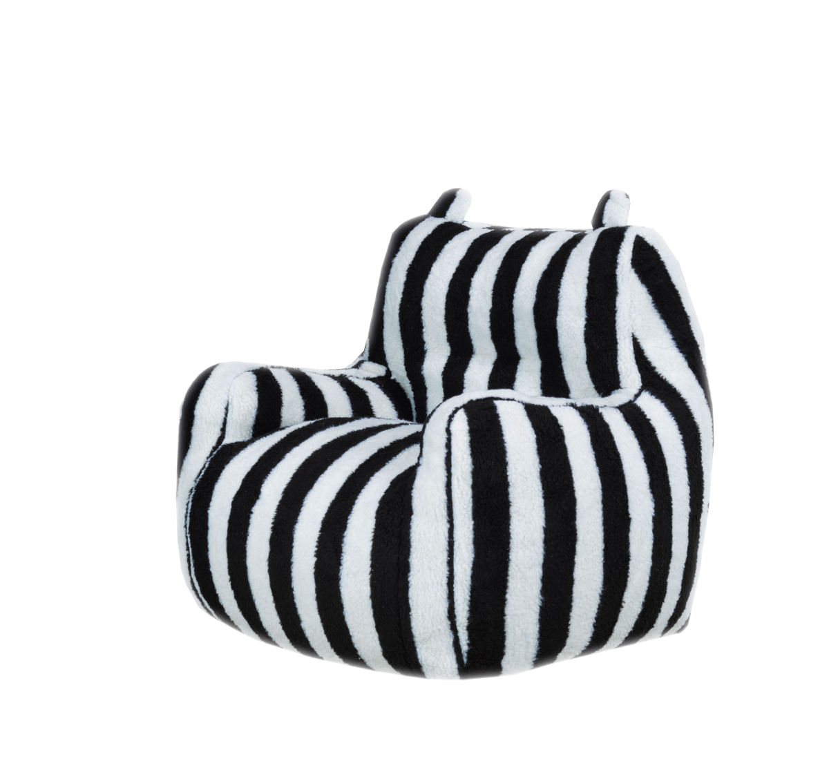 Parker kids white and black striped foam chair three-quarter angle view