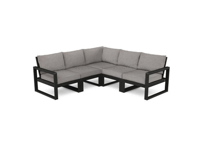 POLYWOOD® EDGE 5-Piece Modular Deep Seating Set - Black/Grey Mist