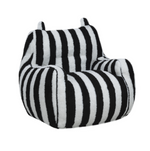 Parker kids white and black striped plush foam chair angled front view