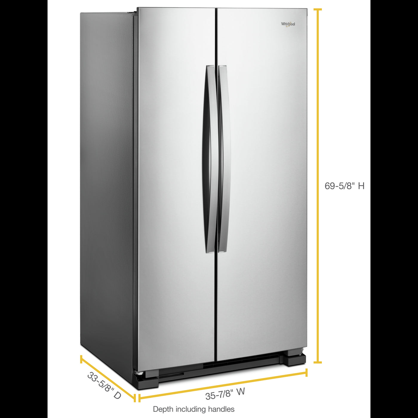 Whirlpool Monochromatic Stainless Steel Side-by-Side Refrigerator (25 Cu. Ft.) - WRS315SNHM