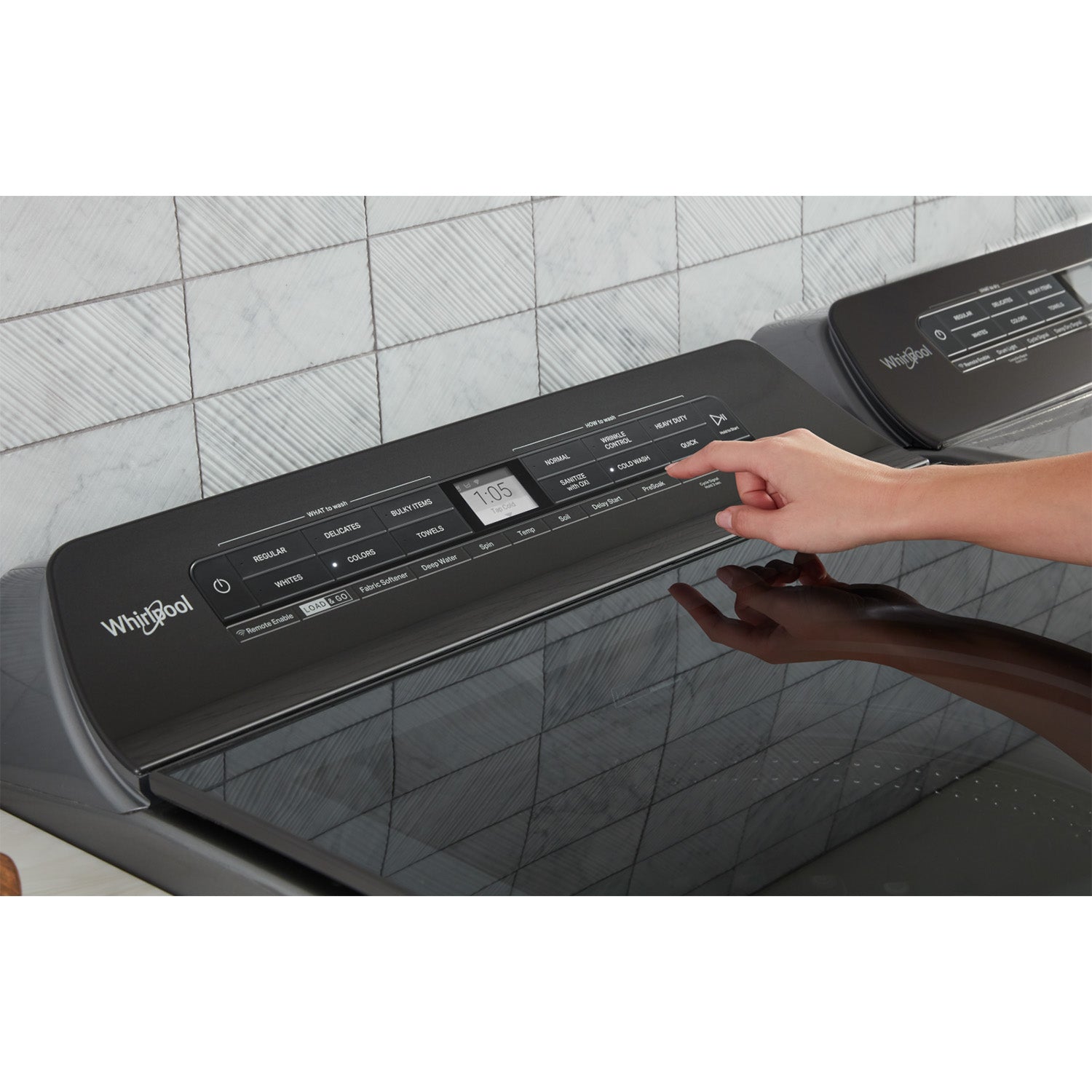 Whirlpool Chrome Shadow Smart Top-Load Washer (5.5 cu. ft.) & Smart Electric Dryer (7.4 cu. ft.) - WTW6120HC/YWED7120HC
