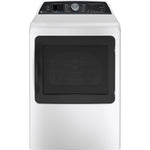GE Profile White Electric Dryer with Sanitize Cycle (7.4 Cu. Ft) - PTD70EBMTWS