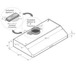 VICTORY Stainless Steel 36-Inch 600 CFM Under Cabinet Range Hood - Luna-M-36