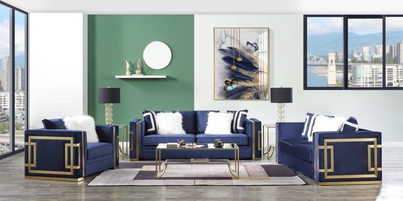 Innri Velvet Arm Chair - Blue