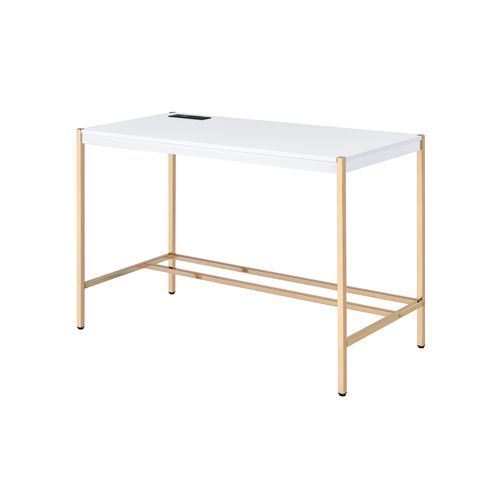 Loher Writing Desk with USB - White