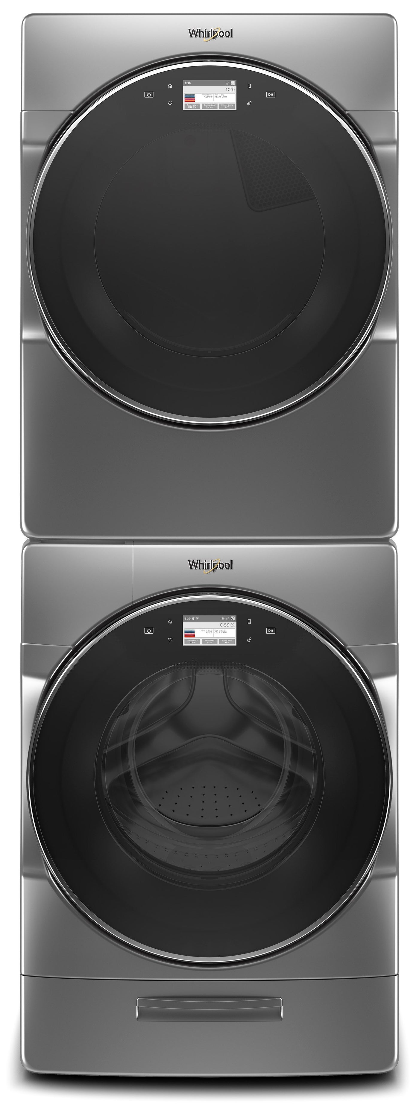 Whirlpool Chrome Shadow Front-Load Washer (5.8 cu. ft.) & Electric Dryer (7.4 cu. ft.) - WFW9620HC/YWED9620HC
