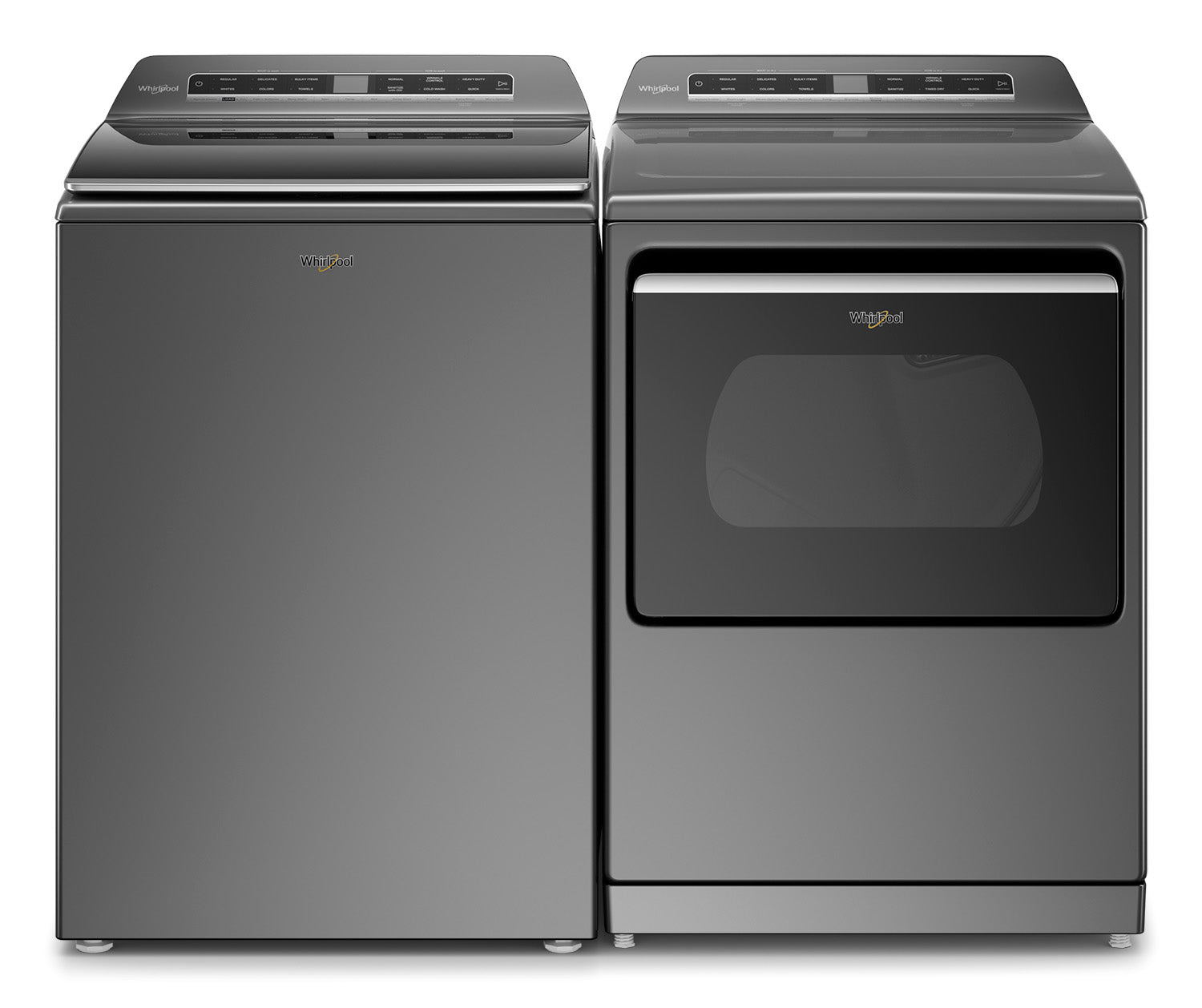 Whirlpool Chrome Shadow Top-Load Washer (6.0 cu. ft.) & Smart Electric Dryer (7.4 cu. ft.) - WTW8127LC/YWED7120HC