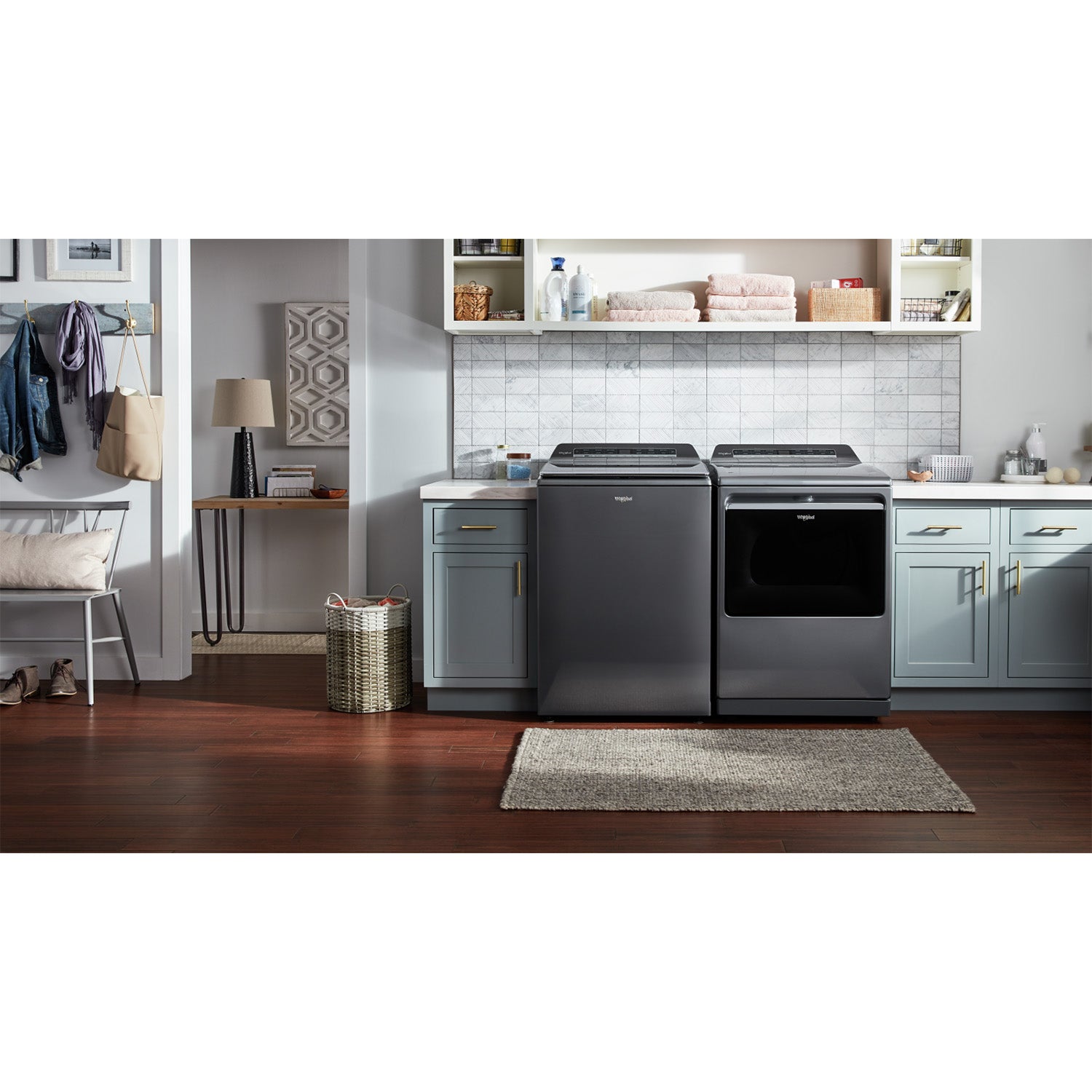 Whirlpool Chrome Shadow Top-Load Washer (6.0 cu. ft.) & Smart Electric Dryer (7.4 cu. ft.) - WTW8127LC/YWED7120HC