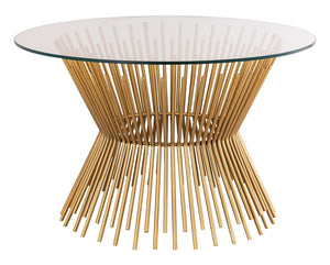 Rossio Pedestal Glass Coffee Table - Satin Gold
