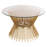 Rossio Pedestal Glass Coffee Table - Satin Gold