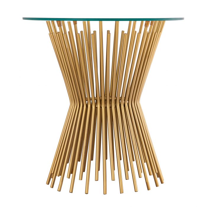 Rossio Pedestal Glass End Table - Satin Gold