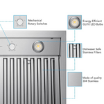 VICTORY Stainless Steel 48-Inch 750 CFM Wall Mount Range Hood - Twister-48