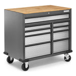 Gladiator Silver Tread Premier 41 inch 9-drawer Mobile Tool Workbench with Solid Wood Top - GAMT41HWJG