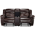 Cooper Leather Reclining Sofa, Reclining Loveseat with Console and Recliner Set - Brown