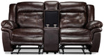 Cooper Leather Reclining Sofa and Loveseat with Console Set - Brown