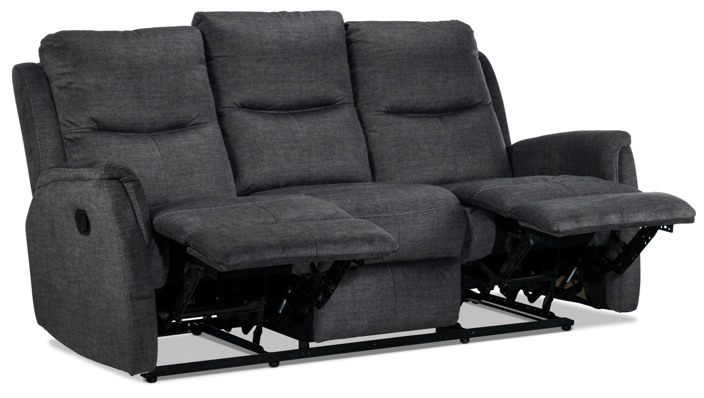 Grayson Reclining Sofa, Reclining Loveseat and Recliner Set - Charcoal