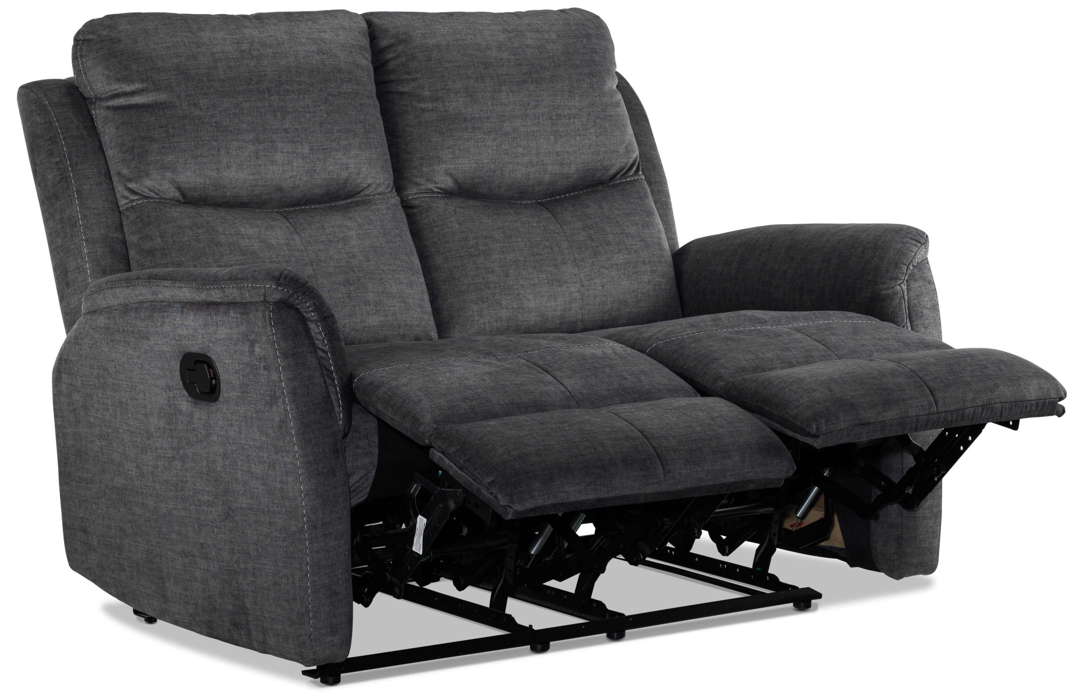Grayson Reclining Sofa, Reclining Loveseat and Recliner Set - Charcoal