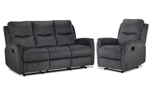 Grayson Ens. Sofa et fauteuil inclinables - anthracite