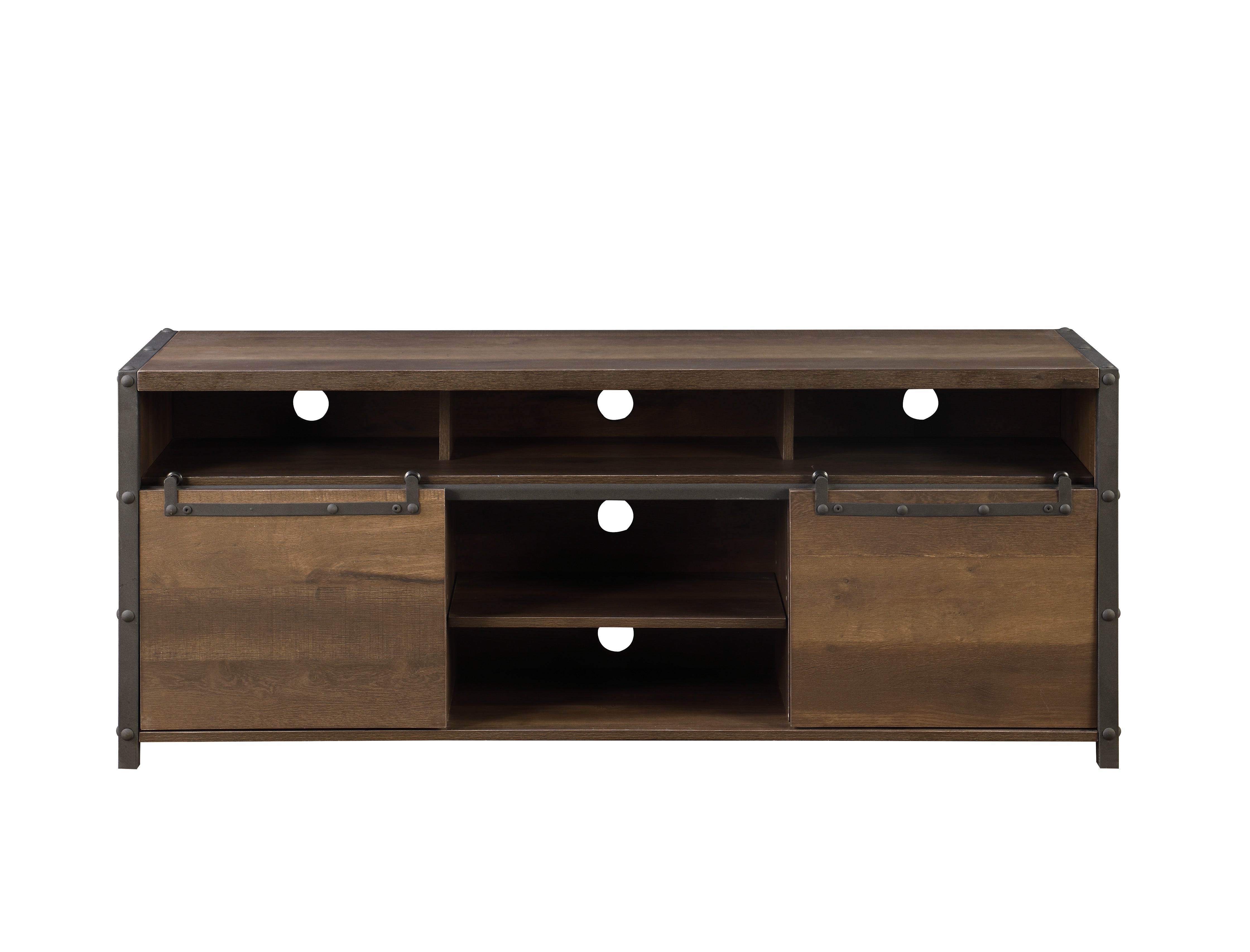 Farmhouse TV Stand - Rustic Oak, Walnut